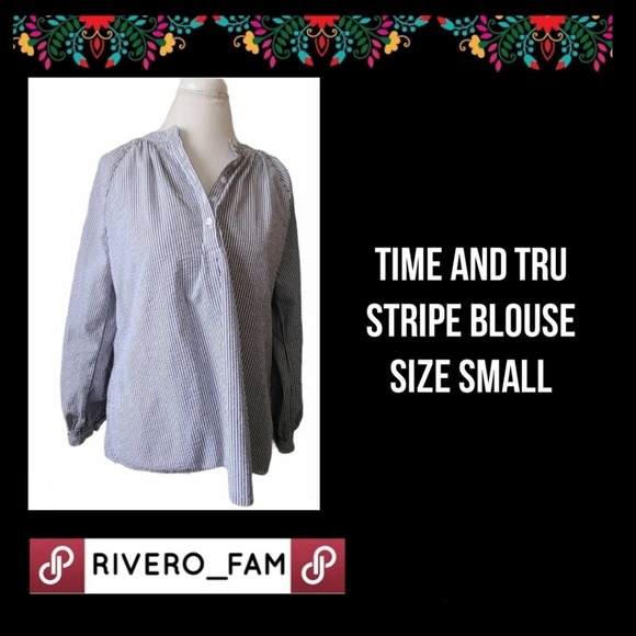 Time and Tru Tops - TIME AND TRU | STRIPE BLOUSE | SIZE SMALL